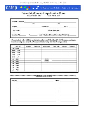 Fillable Online qcc cuny Internship/Research Application Form ...