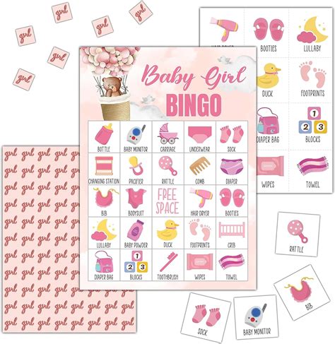 Cyazila Pink Bear Baby Shower Bingo Game - 24 Player Set for India | Ubuy