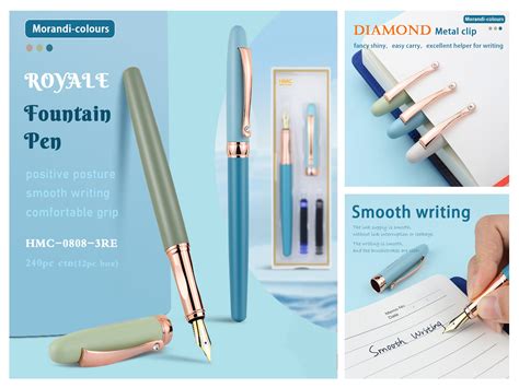 ROYALE Fountain Pen – Morandi Colours Smooth Writing Pen with Comforta ...
