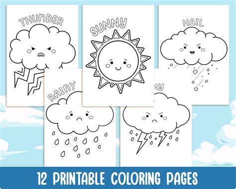Different Types Of Weather Coloring Pages - Free Printable Download