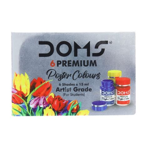 DOMS Premium Poster Colours 6 Shades 15 ML (with 1 Agitator) | Pack of ...