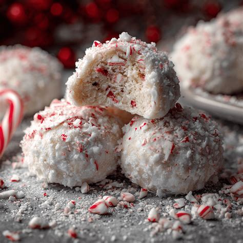 Peppermint Bark Snowball Cookies