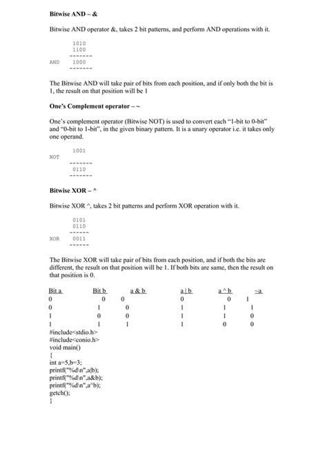 Image result for Bitwise Operators in C