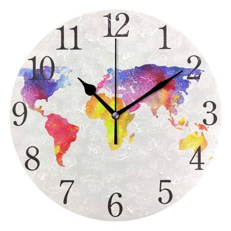 Buy Arabic Numeral Clock World Global Round Clock Classic Round Wall ...