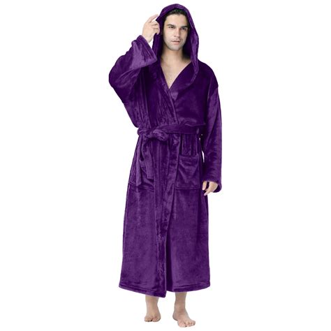 Busydd Plus Size Men's Robe Solid Color Warm Fluffy Men's Bathrobes ...