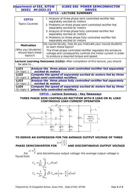 Analysis of three phase semi controlled rectifier fed separately ...