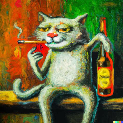 Cat Smoking Cigarette Drawing