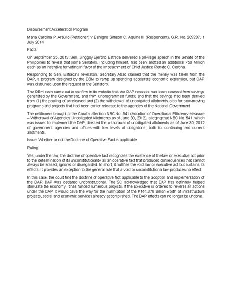 Araullo v. Aquino G. R. no. 209287 - Disbursement Acceleration Program ...