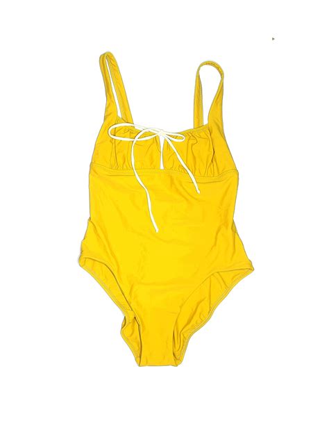 Galamaar Solid Yellow One Piece Swimsuit Size L - 72% off | ThredUp