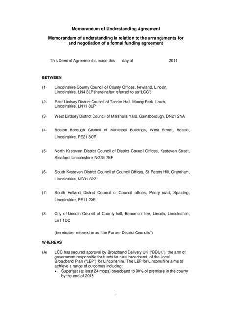 Fillable Online democracy sholland gov 1 Memorandum of Understanding ...