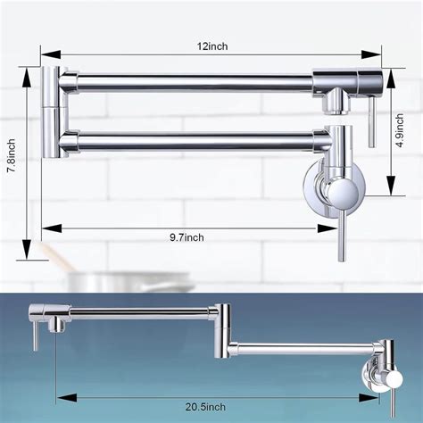 ALEASHA Brass Made Wall Mount Folding Kitchen Pot Filler Faucet ...
