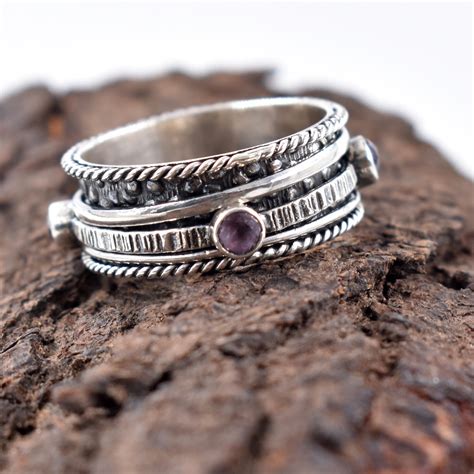 Silver Men Gold Spinner Ring