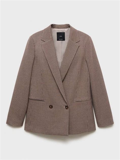 Mango Charlotte Micro Houndstooth Jacket, Dark Red