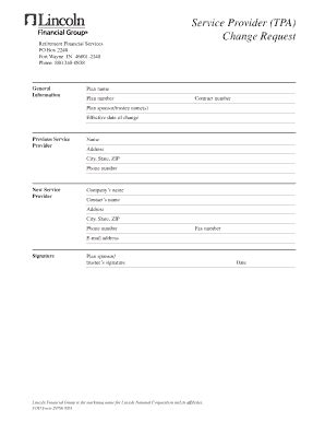 Fillable Online Service Provider TPA Change Request Fax Email Print ...