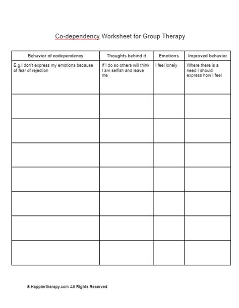 Image result for Codependency Worksheets Free Printable