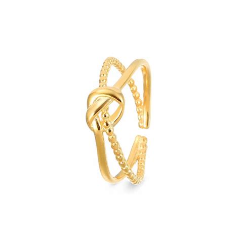 Gold Knot Adjustable Finger Ring for Women & Girls | Anti Tarnish | Da ...