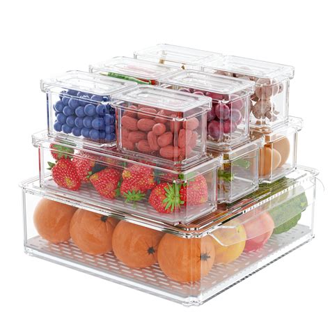 Amazon.com: Santiccipa Salad Bar Containers for Fridge, Clear Plastic ...
