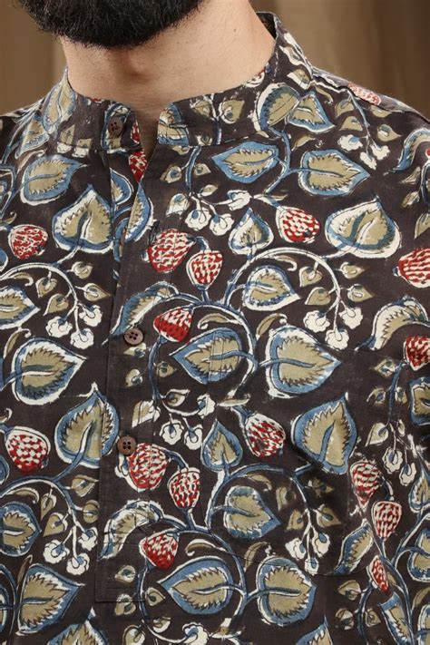 HAND BLOCK KALAMKARI COTTON LONG KURTA FOR MEN,long kurta for men ...