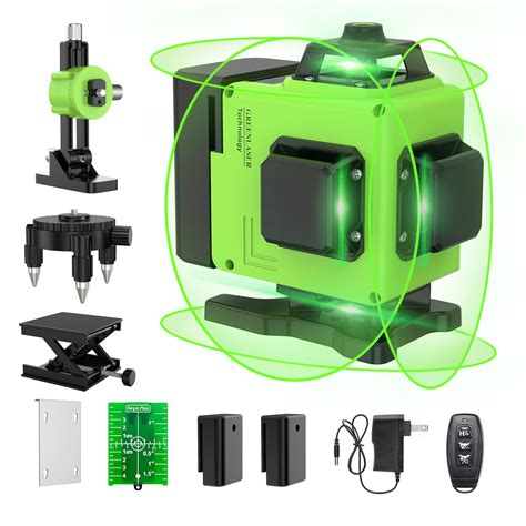 16 Lines Laser Level 360 Self Leveling, 4x360° 4D Green Beam Cross Line ...