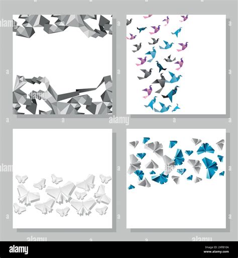 Vector abstract origami cards, geometric modern template Stock Vector ...