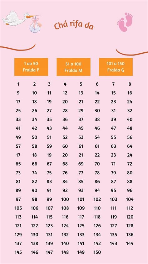 Tabela De 1 A 150 Para Rifa - EDULEARN