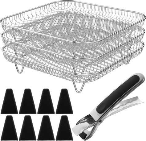 8 inch Air Fryer Rack, 3 Layer 8" Square Air Fryer Grill Rack ...