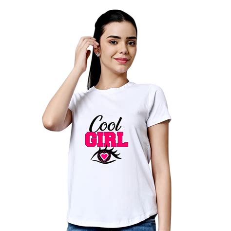 Chillaao Cool Girl White Round Neck Tshirt