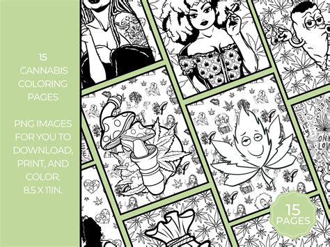 Printable: Cannabis Coloring Pages, Adult Coloring, Stress Relief, 420 ...