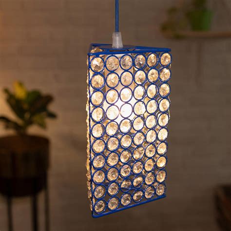 Buy HOMESAKE Contemporary Decor Blue Crystal Pendant Light from ...