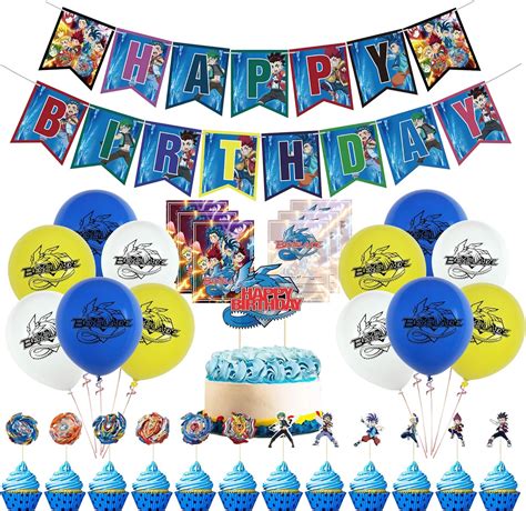 Buy Beyblade Birthday Party Supplies, Include Banner Cake Topper ...