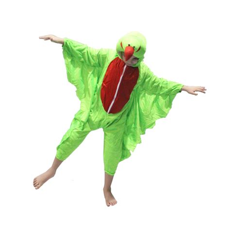 Buy Kaku Fancy Dresses Fleece Parrot Bird Costume -Green & Red, 7-8 ...