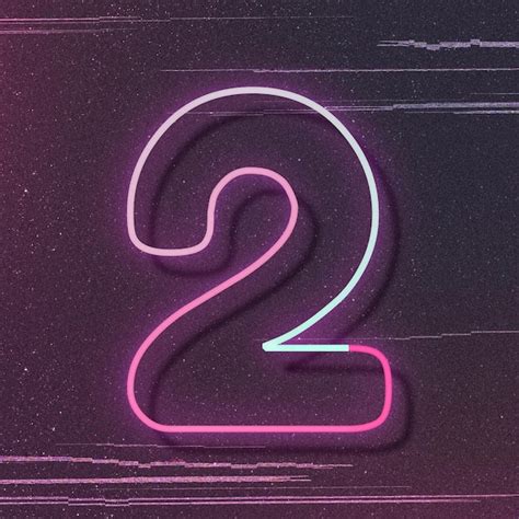 Pink neon glow number 2 vector font typography | Free Vector