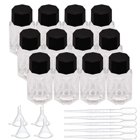 BENECREAT 12Pcs 15ml Heavy Duty Glass Inkwell Jars with Black ABS ...