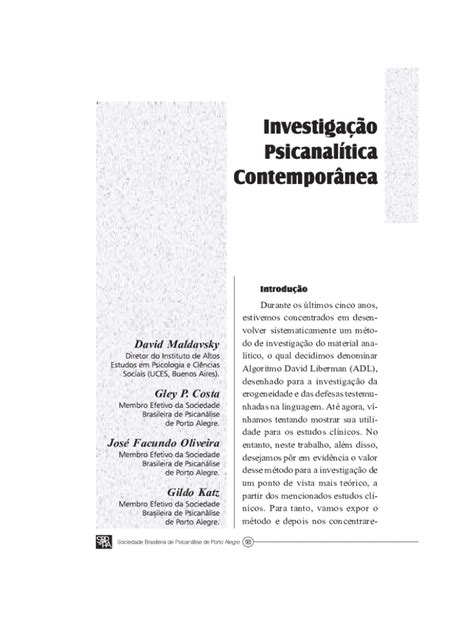Fillable Online David Maldavsky Gley P. Costa Jos Facundo Oliveira ...