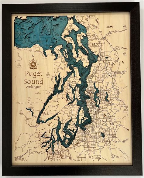 Puget Sound Laser Carved 3d Wood Map - Etsy