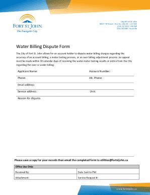 Fillable Online Water Billing Dispute Form Fax Email Print - pdfFiller
