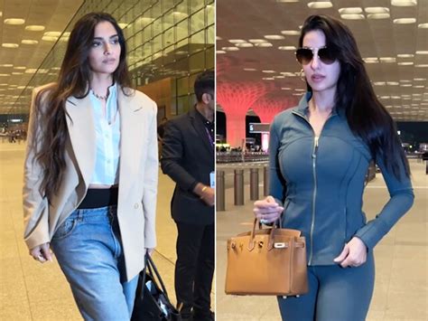 सोनम और नोरा ने एयरपोर्ट पर दिखाया फैशन स्टाइल