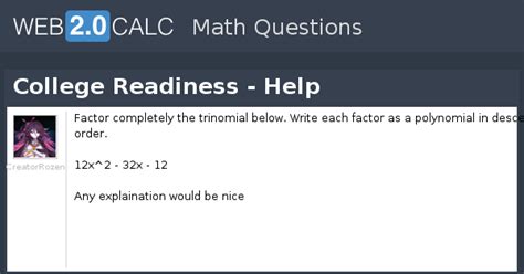 View question - College Readiness - Help