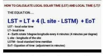 Determine the Local Solar Time and declination at a location latitude ...
