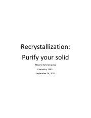 Image result for Purification by Recrystallization Lab Report