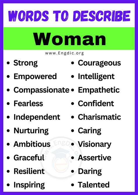 20+ Best Words to Describe Woman, Adjectives for Woman - EngDic