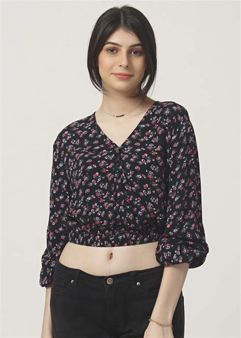 Get Ditsy Floral Overlap Crop Top at ₹ 850 | LBB Shop