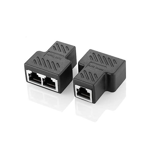 SVDK Black Pack of 2 Rj45/LAN Connectors Adapter 1 to 2 Ethernet ...