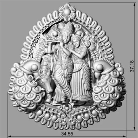 Radhakrishna 3D Print Model Jewelry - Divine Pendant