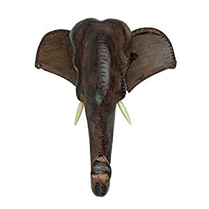 Buy Sahya Dale Wooden Elephant Head Showpiece- Hand Made Rosewood 18cm ...