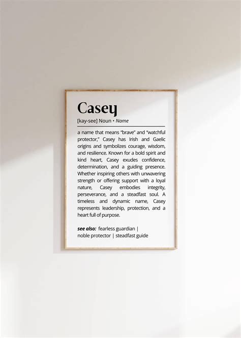 Casey Name Meaning Print: Personalized Typography Wall Art (digital ...