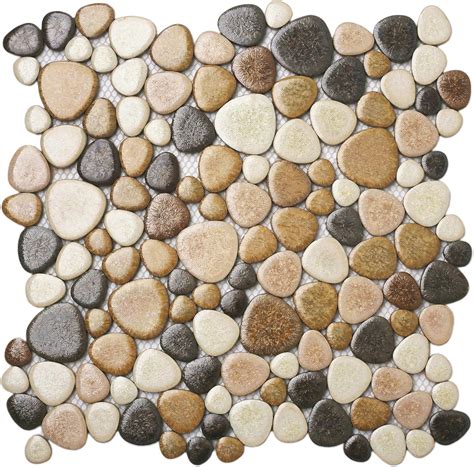 Parrotile Yellowstone Matte Pebbles Mosaic Tile for Shower Floor ...