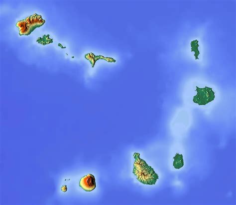 Large relief map of Cape Verde | Cape Verde | Africa | Mapsland | Maps of the World