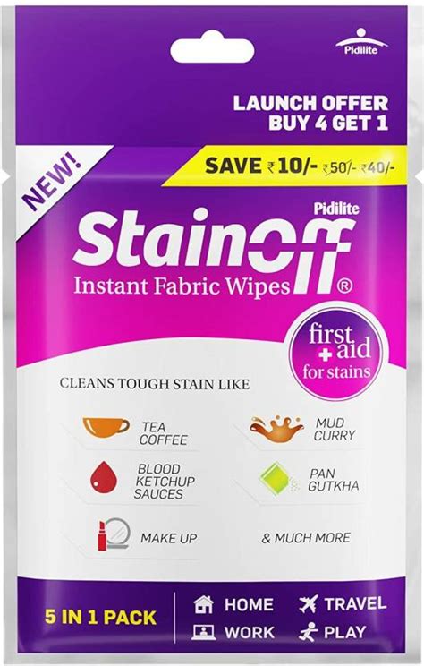Pidilite Stain Off Stain Remover Wipes Pack of 10 Stain Remover Price ...