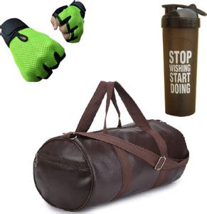 AV Brands Gym & Fitness Kit-Combo of Brown Gym Bag/Duffel Bag with Side ...